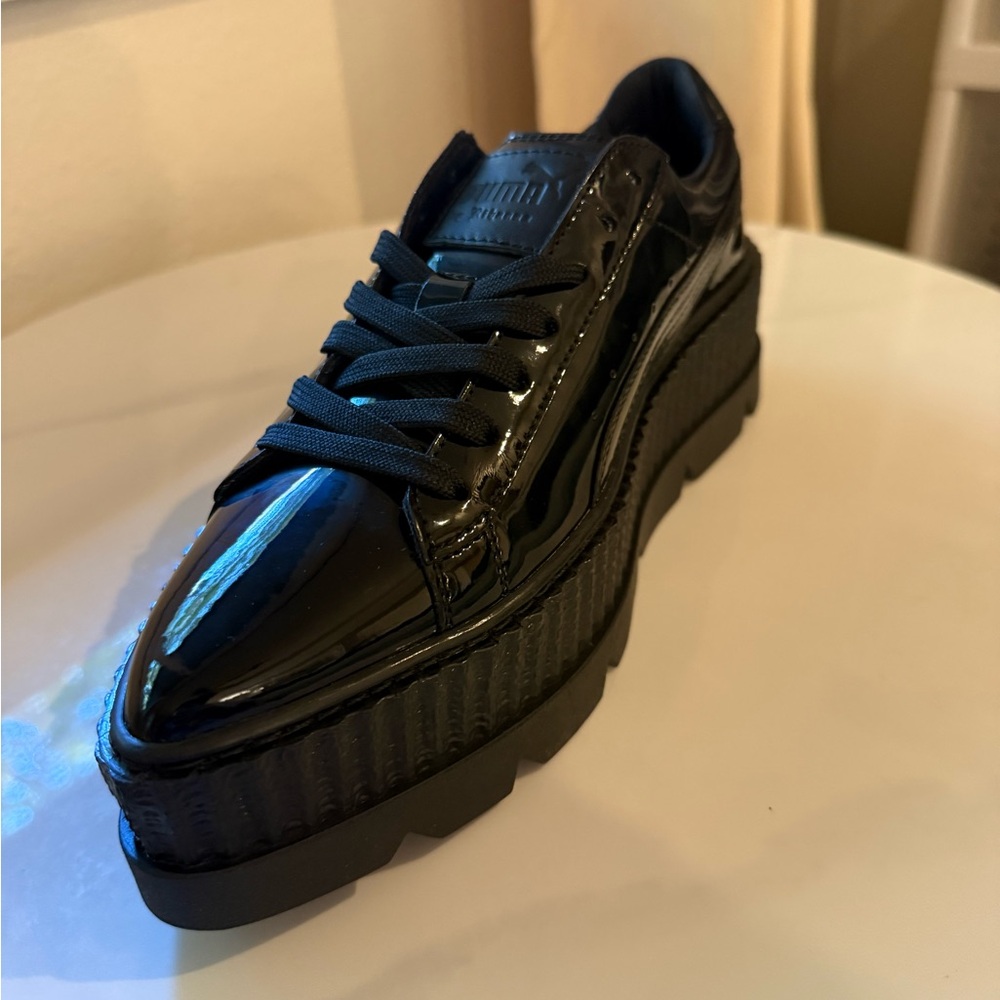 Puma Fenty Women's Pointy Creeper Black Glossy Platform Shoes